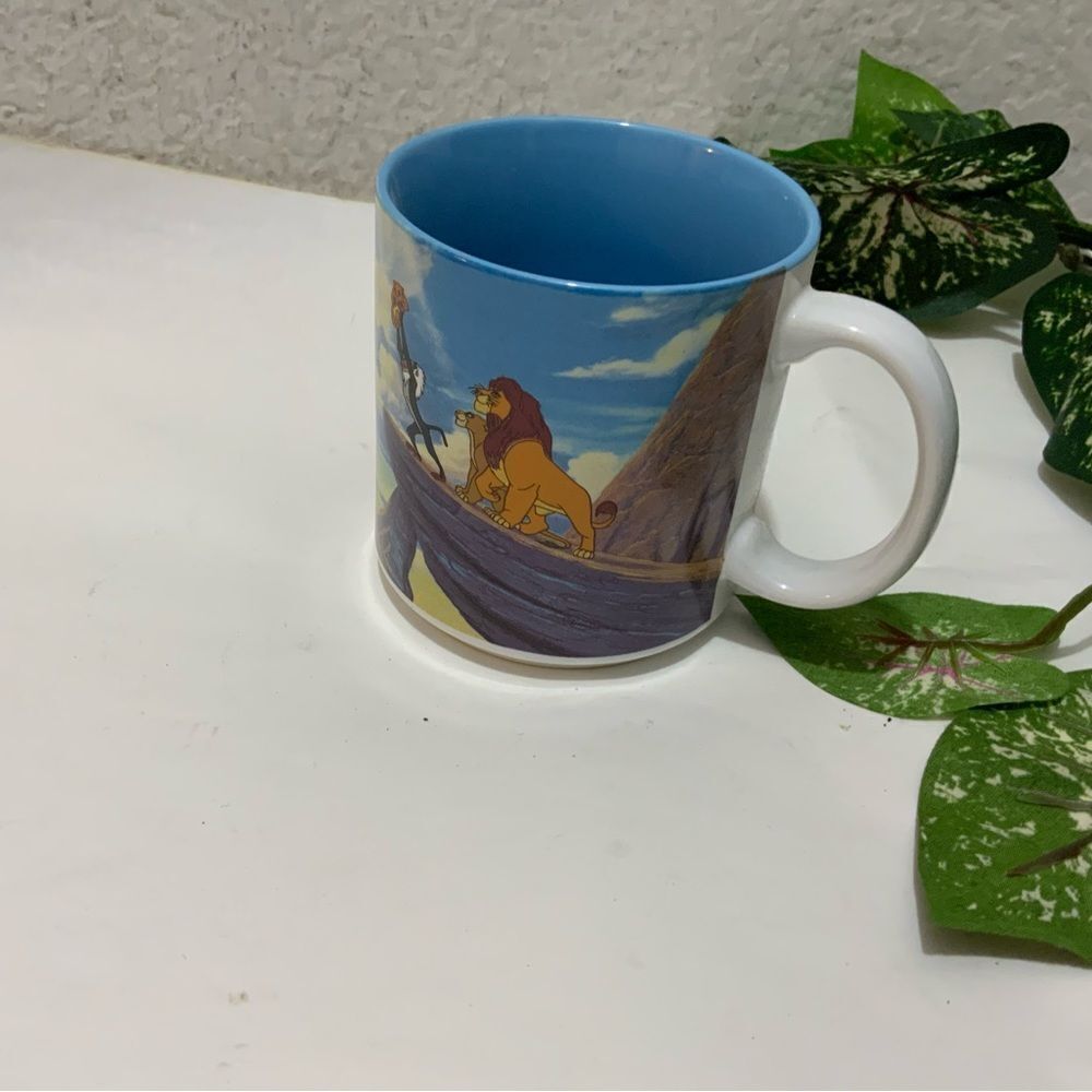Disney Japan Coffee Mug  12 oz Lion King Simba Pride Rock Rafiki Blue Brown A14
